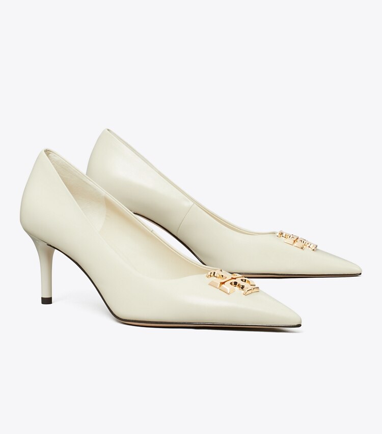 Tory Burch designer scarpe con tacco Décolleté Eleanor in LIGHT CREAM / GOLD angle