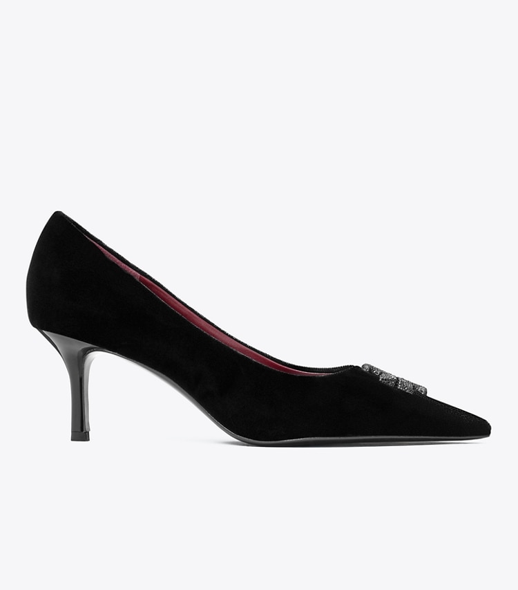 Tory Burch designer scarpe con tacco Décolleté Eleanor con pavé in PERFECT BLACK side