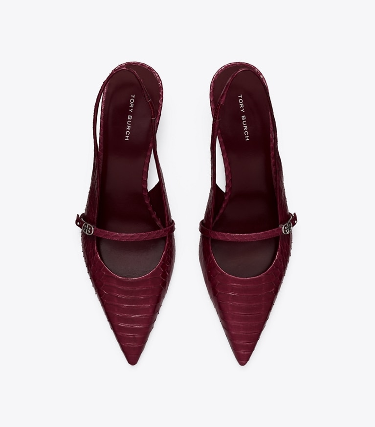 Tory Burch designer scarpe con tacco Décolleté Mary Jane con cinturino e fibbia a doppia T in DARK RASPBERRY superiore