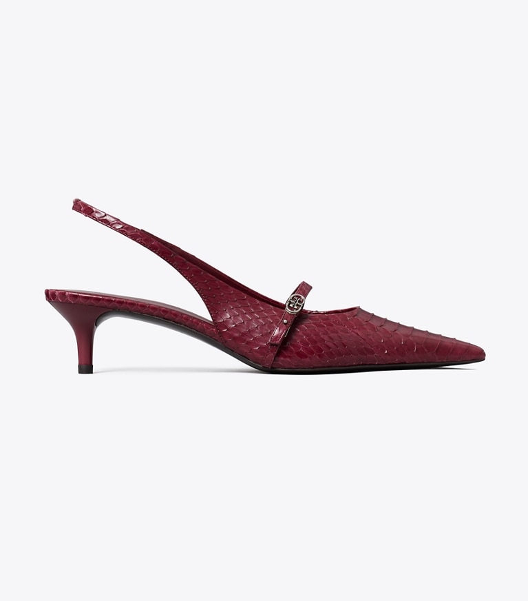 Tory Burch designer scarpe con tacco Décolleté Mary Jane con cinturino e fibbia a doppia T in DARK RASPBERRY side