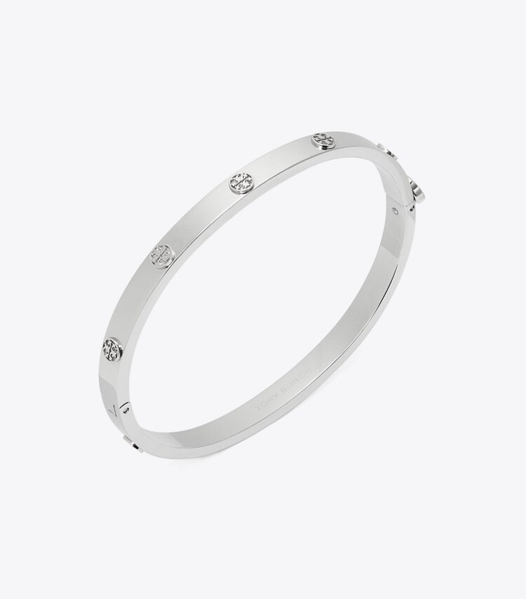 Tory Burch designer armbänder Dünner Icon Scharnierarmreif in Tory Silver detail