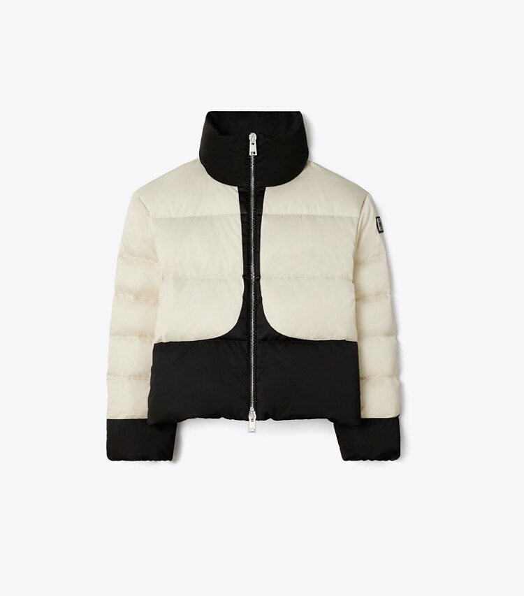 Tory Sport designer mäntel Daunenjacke in Colorblock-Optik in Bone / Black front