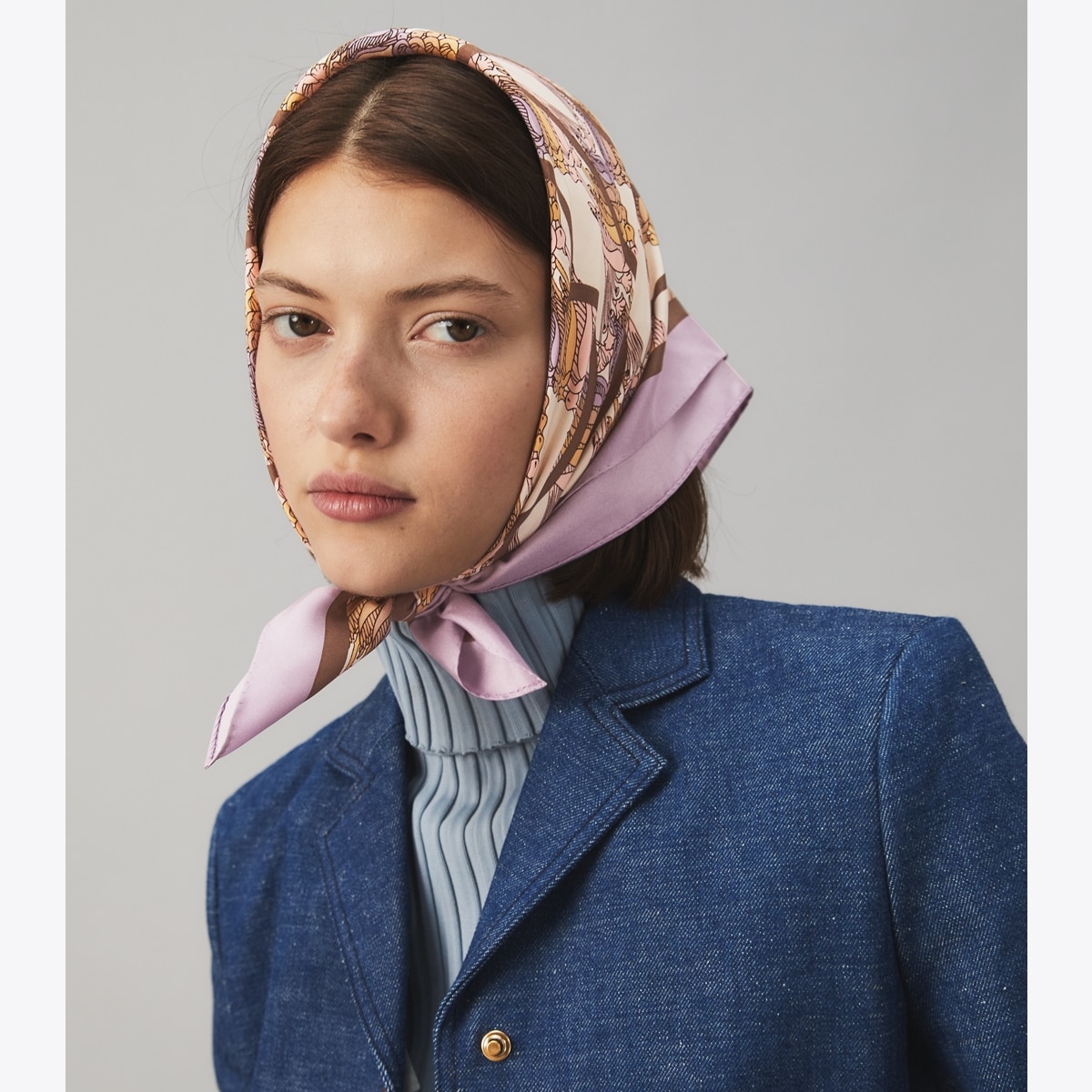 Deco Crane Geo Logo Silk Neckerchief: Women's Designer