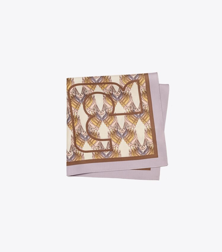Tory Burch designer scarves Deco Crane Geo Logo Silk Neckerchief in BLUSH DECO CRANE GEO folded