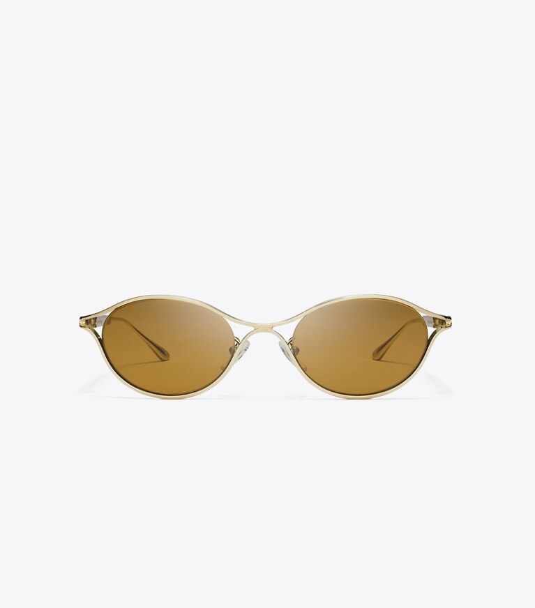 Tory Burch designer sonnenbrillen & brillen Deco Runway Sonnenbrille in SHINY LIGHT GOLD/BROWN front