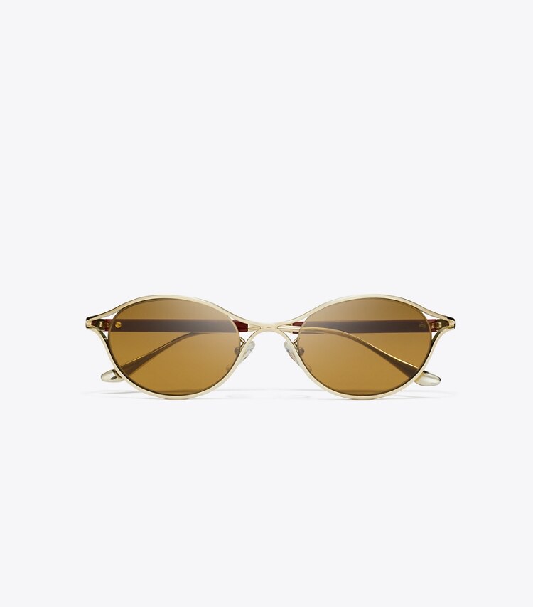 Tory Burch designer sonnenbrillen & brillen Deco Runway Sonnenbrille in SHINY LIGHT GOLD/BROWN von oben