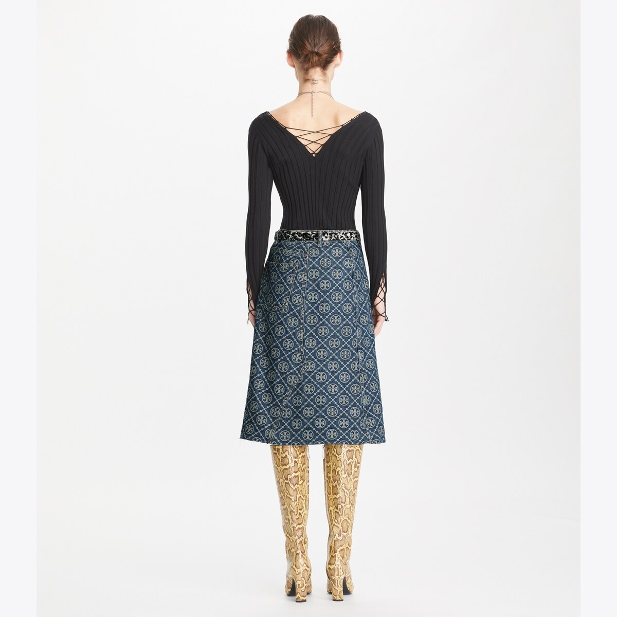 Deconstructed Denim Skirt: Women's Designer Bottoms | Tory Burch