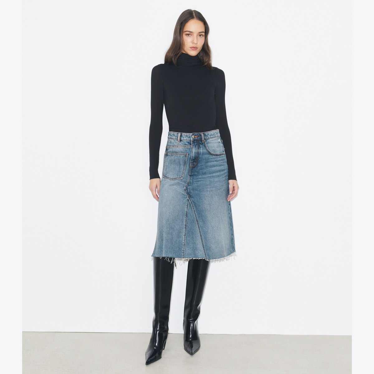 Deconstructed Denim Skirt: Women's Designer Bottoms | Tory Burch