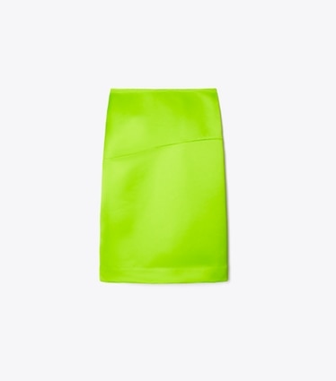 Tory Burch designer bottoms Deconstructed Satin Skirt in Vivid Lime front