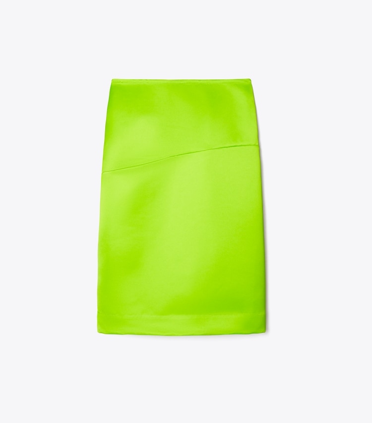 Tory Burch designer bottoms Deconstructed Satin Skirt in Vivid Lime front