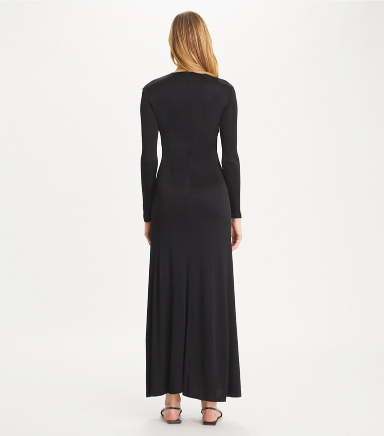 Tory Burch designer dresses Deep U-Neck Jessa Viscose Dress in Black front