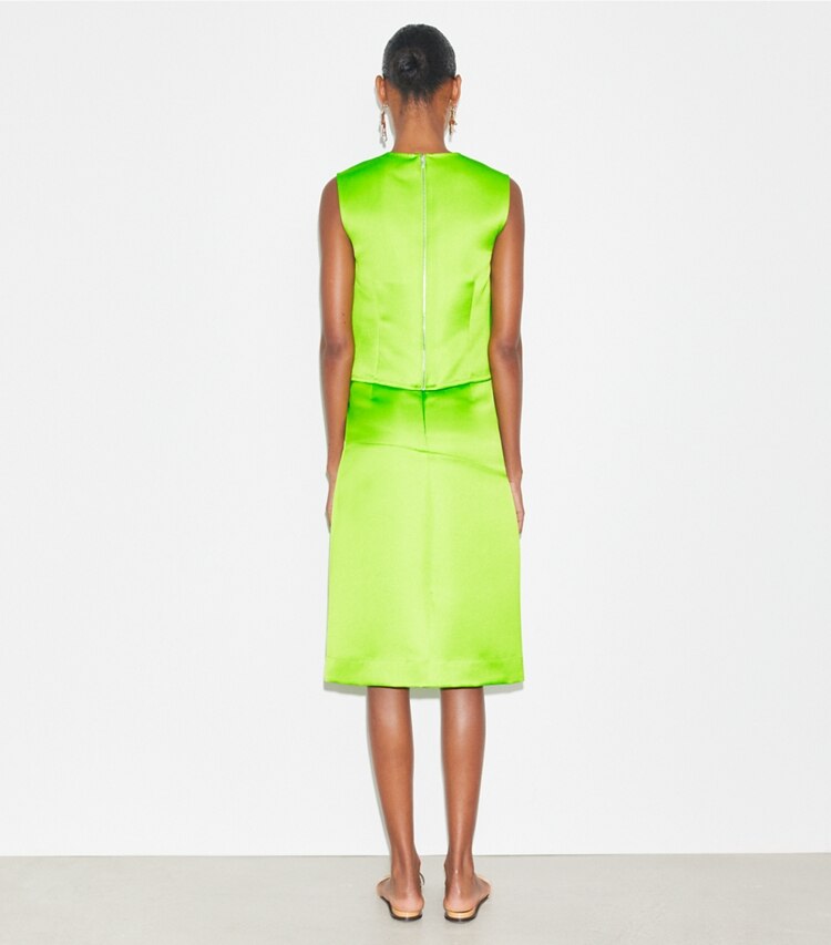 Tory Burch designer unterteile Dekonstruierter Satinrock in Vivid Lime on model back