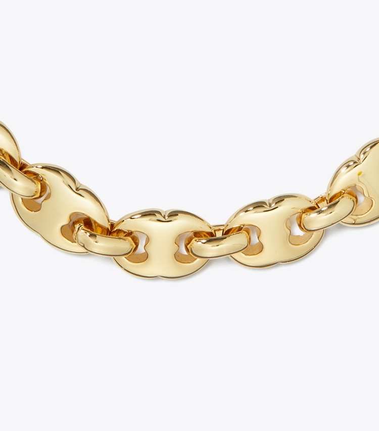 Tory Burch designer bracelets Delicate Gemini Link Bracelet in Light Brass detail