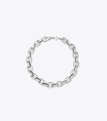 Tory Burch designer bracelets Delicate Gemini Link Bracelet in Light Silver front