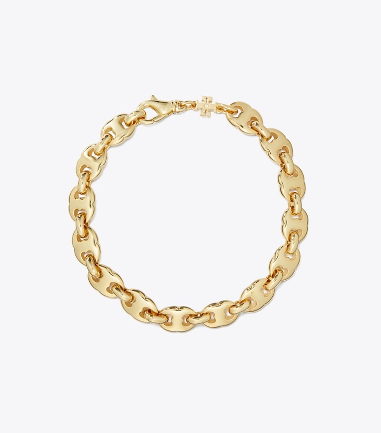 Tory Burch designer bracelets Delicate Gemini Link Bracelet in Light Brass front