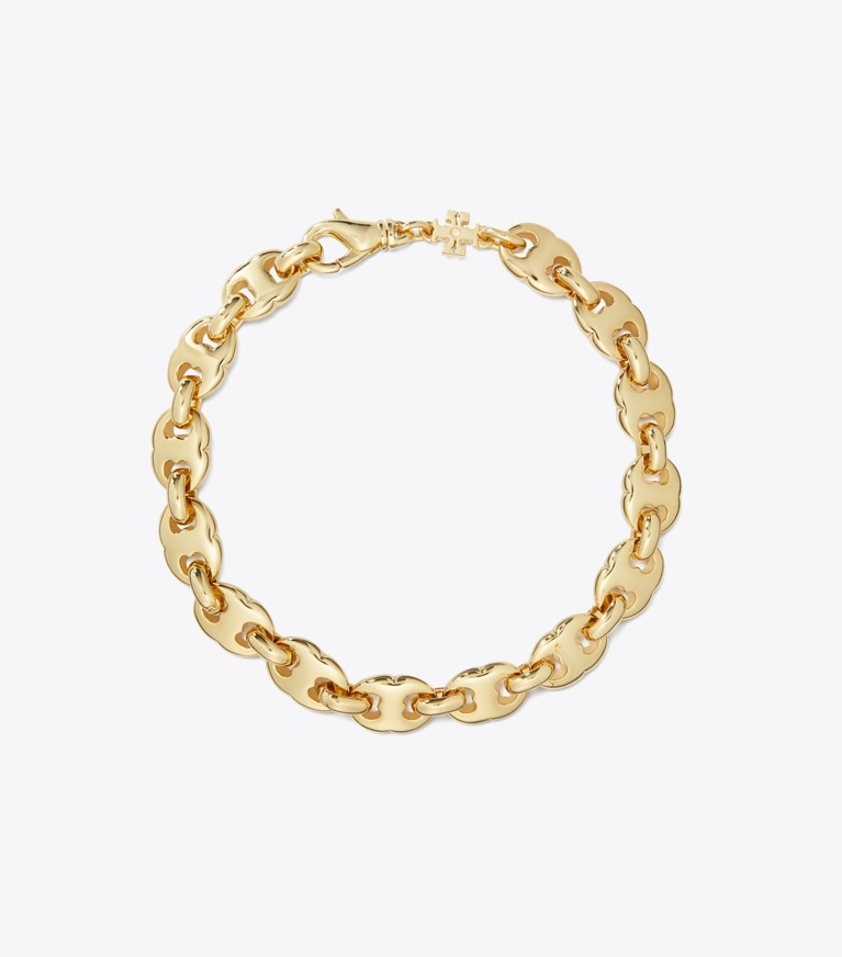 Tory Burch designer bracelets Delicate Gemini Link Bracelet in Light Brass front