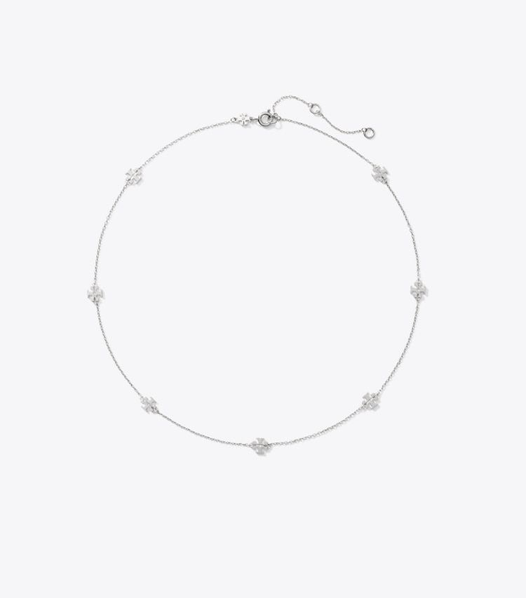 Tory Burch designer necklaces Delicate Icon Necklace in Tory Silver front