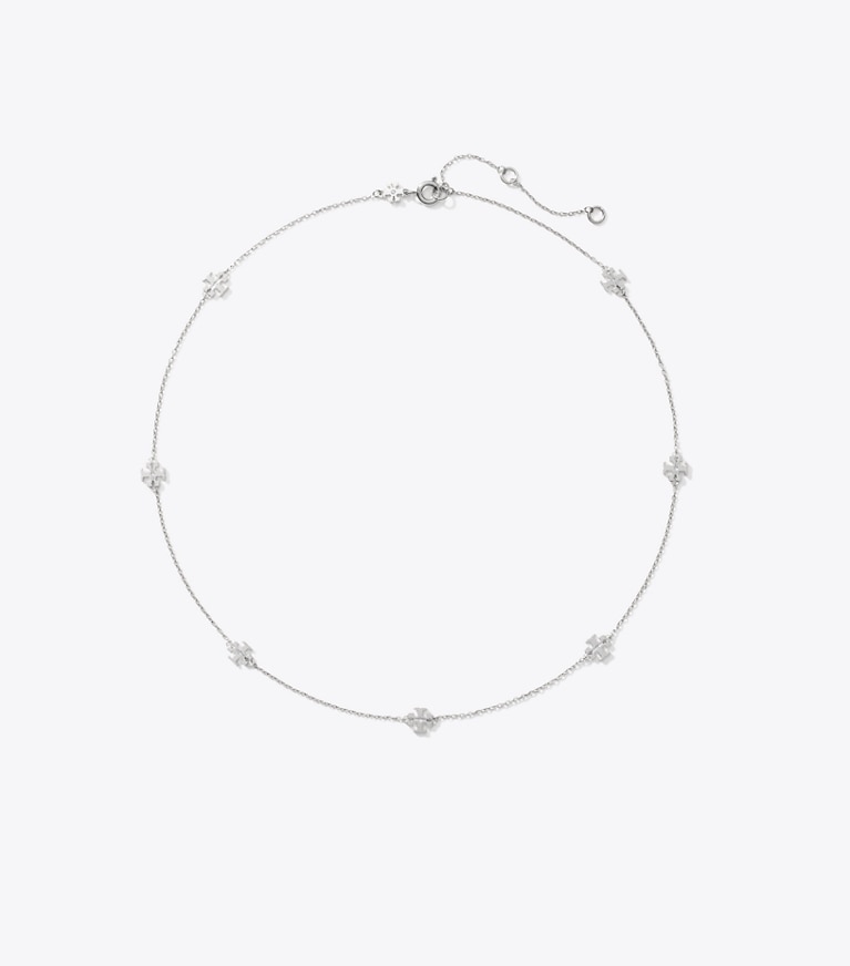 Tory Burch designer necklaces Delicate Icon Necklace in Tory Silver front