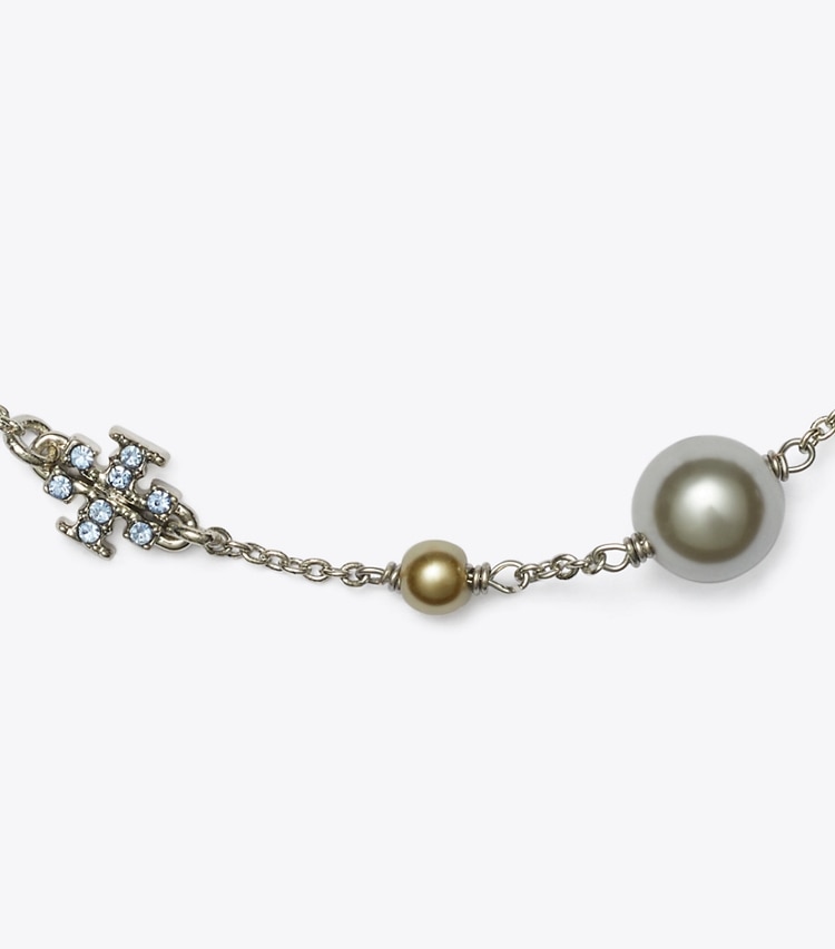 Tory Burch designer bracelets Delicate Moondance Pearl and Star Bracelet in Tory Silver / Light Sapphire / Pearl detail