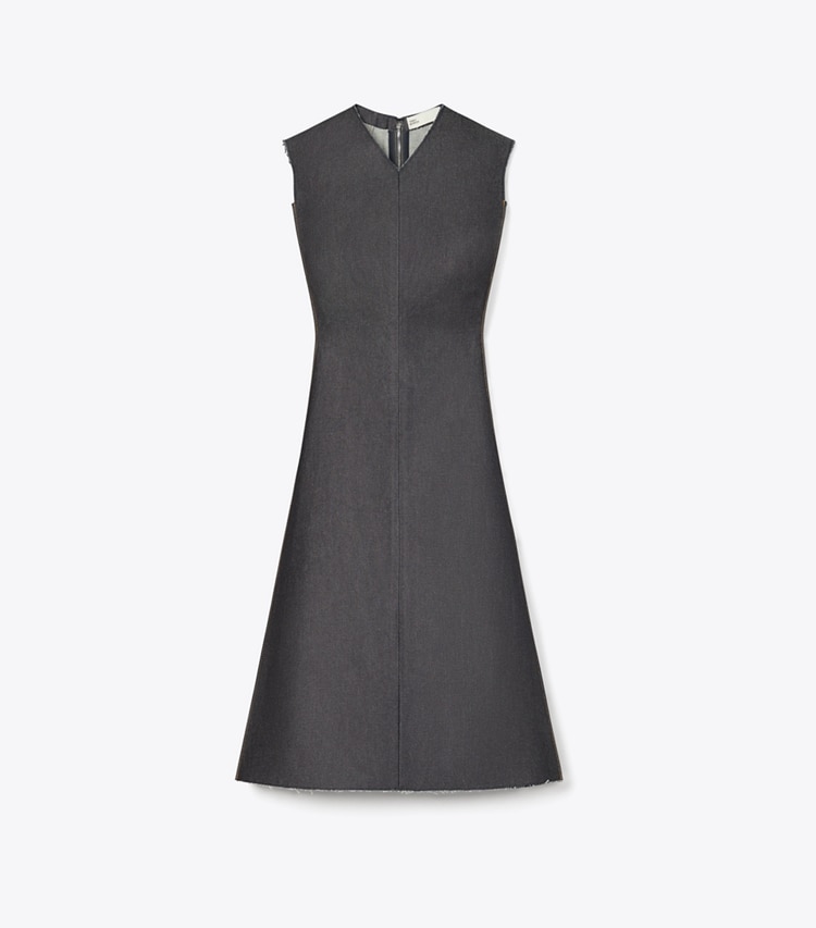 Tory Burch designer dresses Denim Dress in Unwashed TBD Raw Indigo Denim front