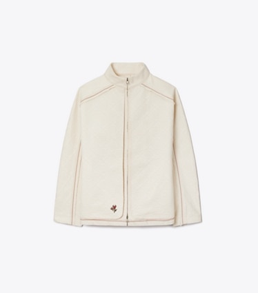 Tory Burch designer coats Denim Jacket in White/Ivory T Monogram front