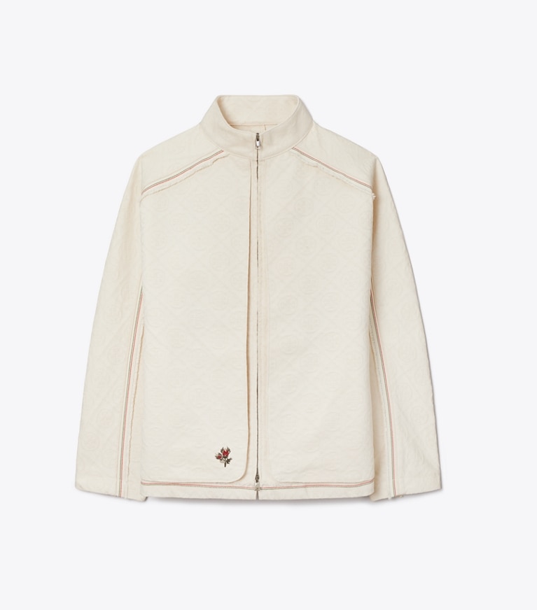 Tory Burch designer coats Denim Jacket in White/Ivory T Monogram front