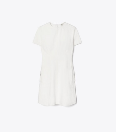 Tory Burch designer dresses Denim Mini Dress in White front
