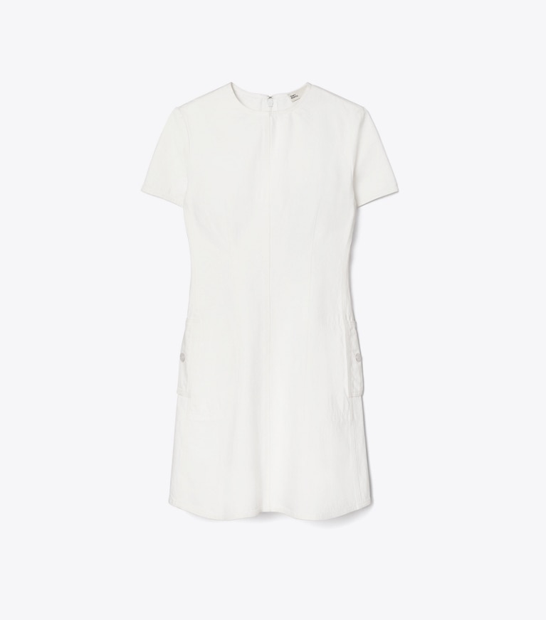 Tory Burch designer dresses Denim Mini Dress in White front