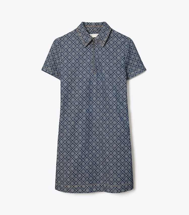Tory Burch designer ワンピース デニム シャツドレス in T-Monogram Stone Wash front