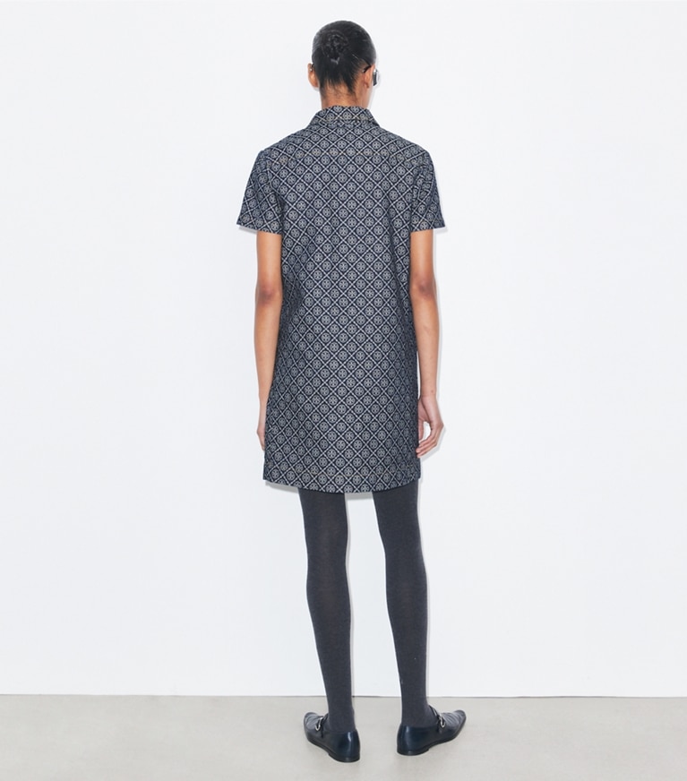 Tory Burch designer ワンピース デニム シャツドレス in T-Monogram Stone Wash front