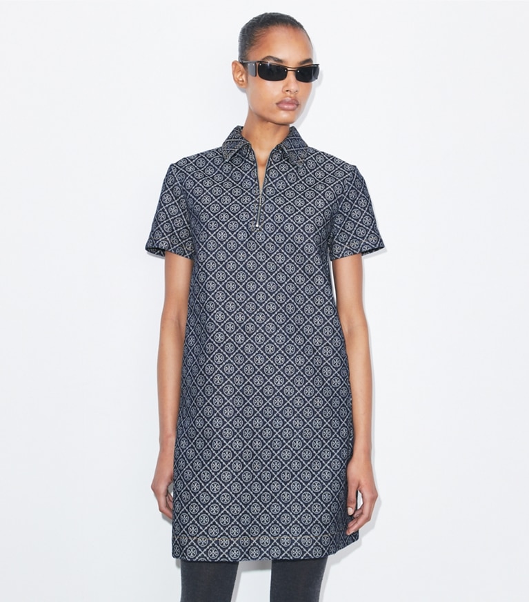 Tory Burch designer ワンピース デニム シャツドレス in T-Monogram Stone Wash front