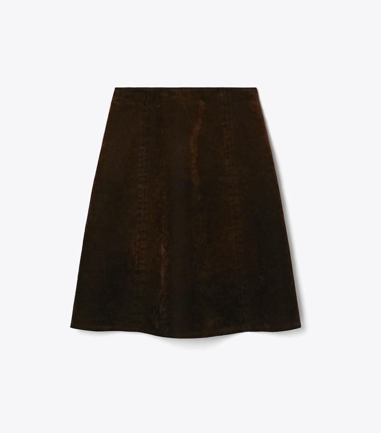 Tory Burch designer bottoms Denim Skirt in Jasper Brown front