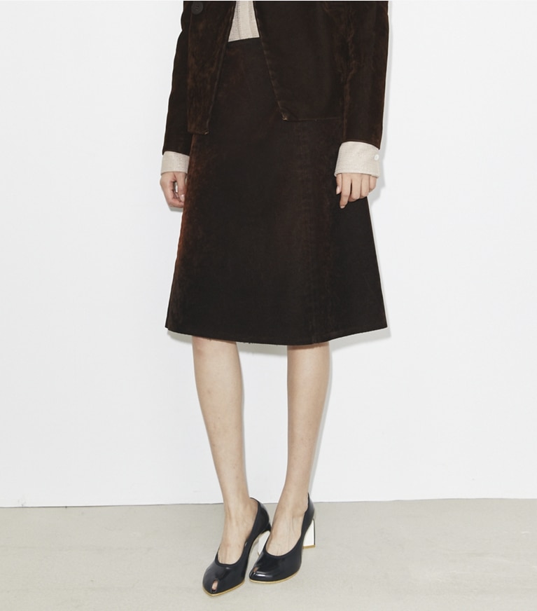 Tory Burch designer ボトムス デニムスカート in Jasper Brown front