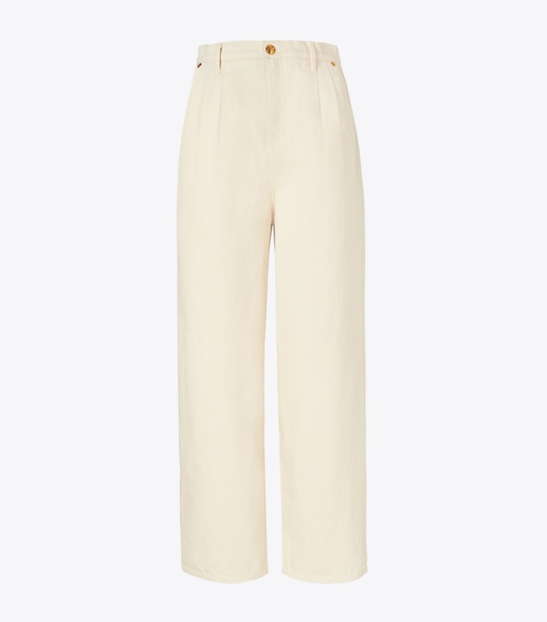 Tory Burch designer bottoms Denim Trouser in Natural front