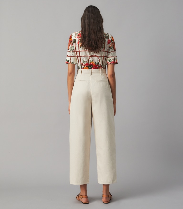 Tory Burch designer bottoms Denim Trouser in Natural front