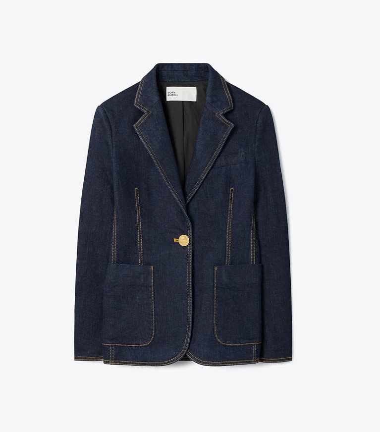 Tory Burch designer jacken Denimblazer in Dark Wash front