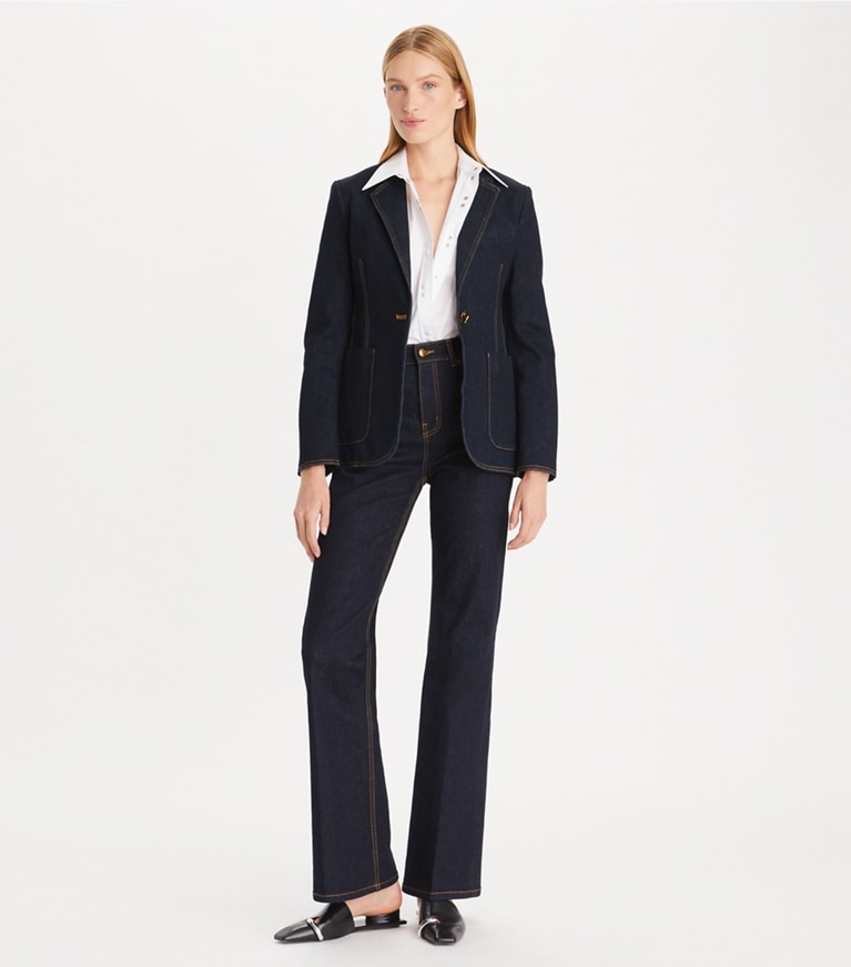 Tory Burch designer jacken Denimblazer in Dark Wash front