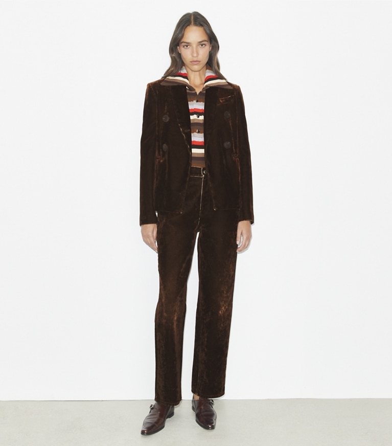 Tory Burch designer jacken Denimblazer in Jasper Brown front