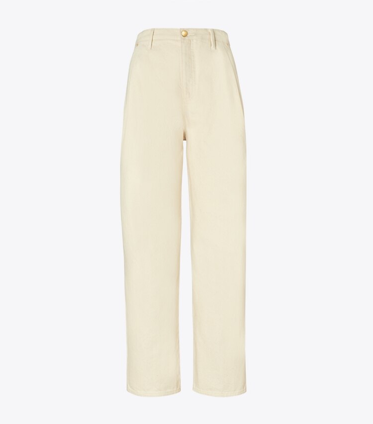 Tory Burch designer unterteile Denimhose mit Falten in Natural front
