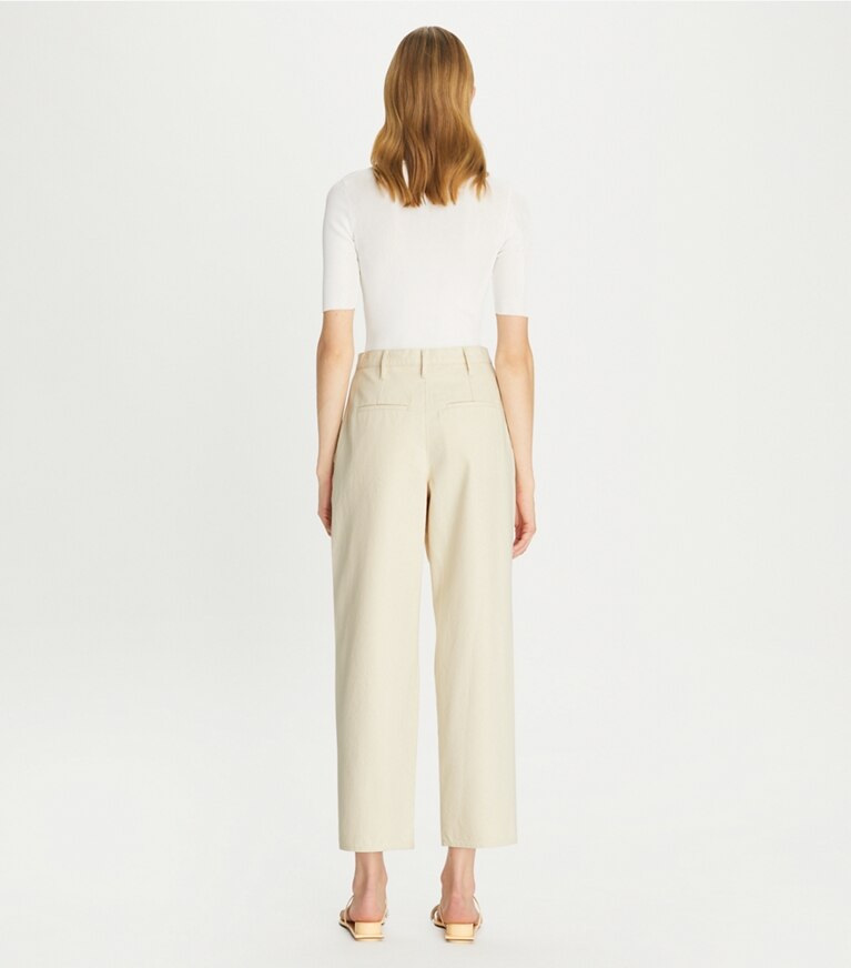 Tory Burch designer unterteile Denimhose mit Falten in Natural front