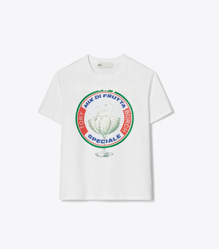 Tory Burch designer tops Dessert T-Shirt in White front