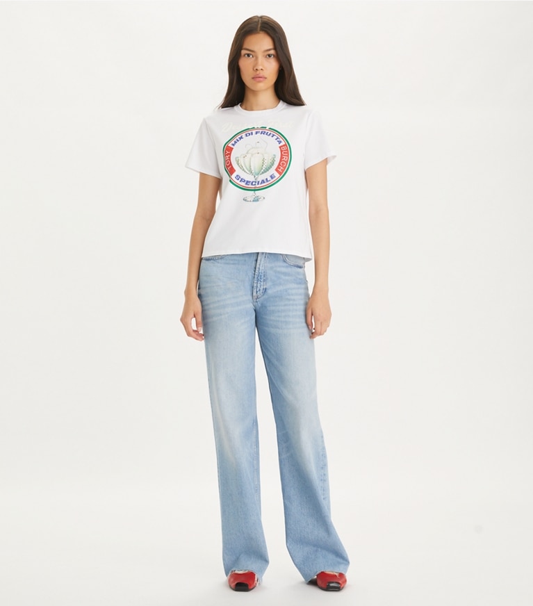 Tory Burch designer tops Dessert T-Shirt in White front