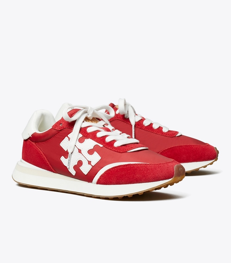 Tory Burch designer sneakers Destiny Sneaker in TORY RED / TORY RED / WHITE angle
