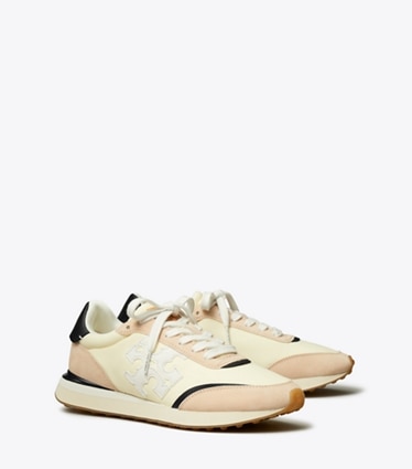 Tory Burch designer sneakers Destiny Sneaker in NEW CREAM / WHITE / ROSE PINK angle