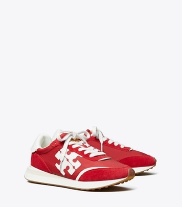 Tory Burch designer sneakers Destiny Trainer in TORY RED / TORY RED / WHITE angle