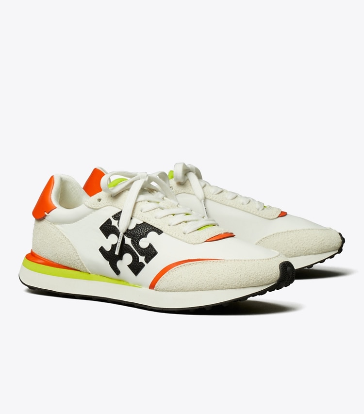 Tory Burch designer スニーカー デスティニー トレーナー in WHITE / PERFECT BLACK / ORANGE angle