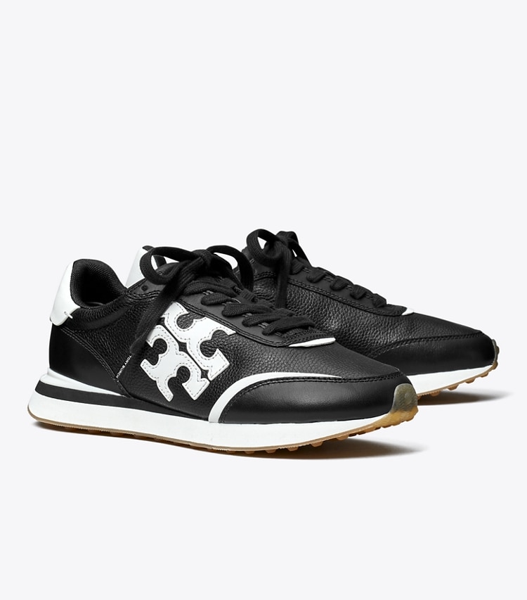 Tory Burch designer sneakers Destiny Trainer in PERFECT BLACK / WHITE angle