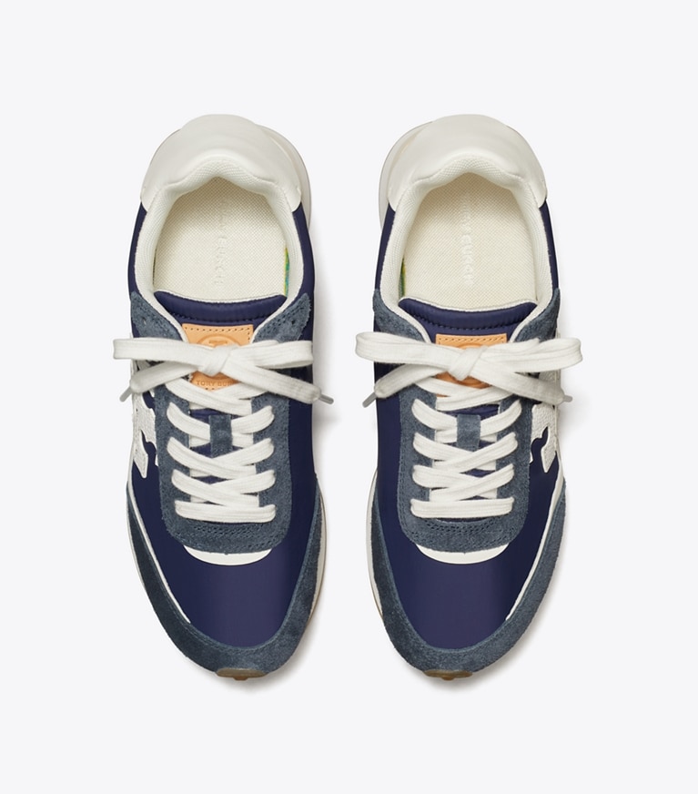 Tory Burch designer sneakers Destiny Trainer in RETRO NAVY/ RETRO NAVY/ WHITE angle