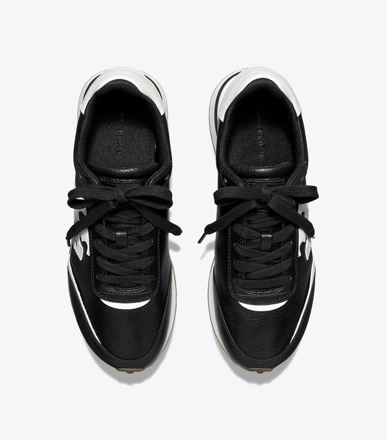 Tory Burch designer sneakers Destiny Trainer in PERFECT BLACK / WHITE angle