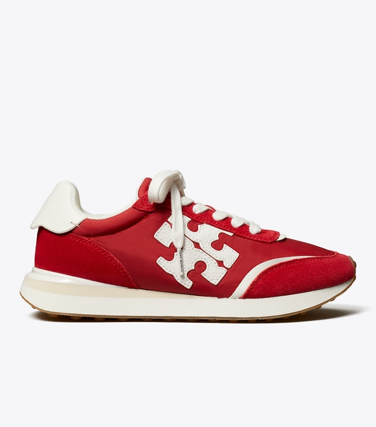 Tory Burch designer sneakers Destiny Trainer in TORY RED / TORY RED / WHITE angle